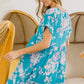 BiBi Floral Crinkle Shirred Ruffle Detail V Neck Dress - Farnelli