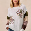 BiBi Flower Color Block Sweater - IVORY COMBO