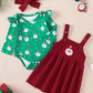 Children's Christmas Bodysuit and Overall Dress Set with Headband - Farnelli