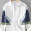 Men's Plus Size Contrast Button Up Long Sleeve Shirt - White