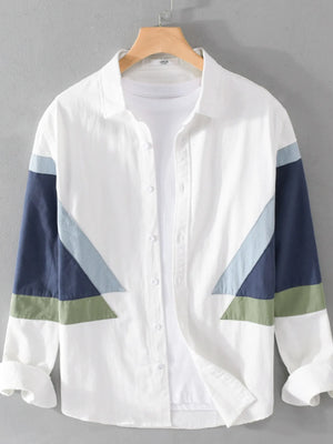 Men's Plus Size Contrast Button Up Long Sleeve Shirt - Farnelli