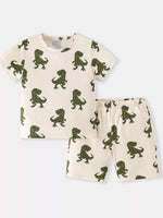 Children's Dinosaur Print Short Sleeve Tee and Shorts Set - Farnelli