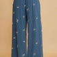 Umgee Full Size Lace Drawstring Embroidered Bow Wide Leg Pants Plus Size - Farnelli
