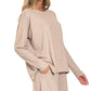 Zenana Soft Melange Long Sleeve Tee and Shorts Set - Farnelli