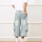 Men's Vintage Wash Wide-Leg Capris Jeans - Farnelli