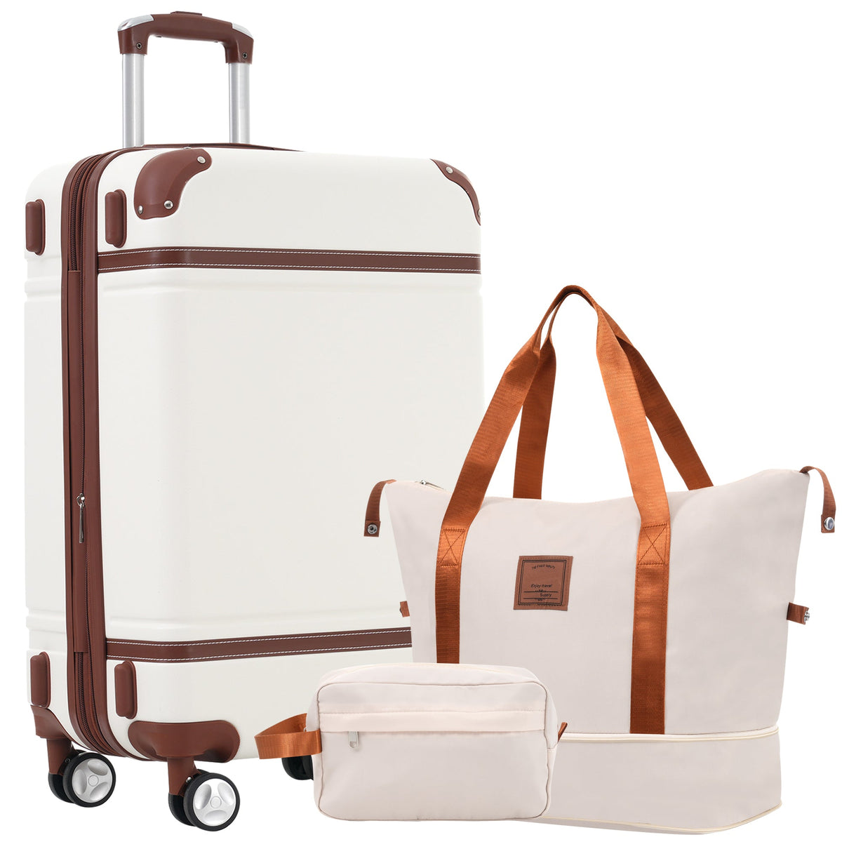 HouseOfZazla lightweight hardshell luggage set with TSA lock in black or white