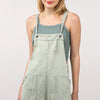 VERY J Washed Frayed Hem Denim Overall - Sage