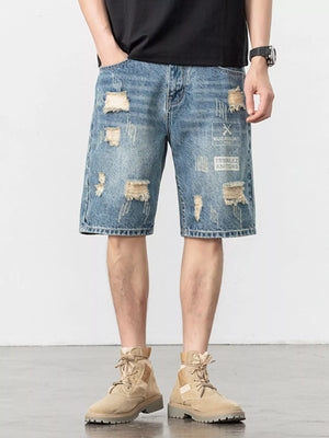 Men's Distressed Loose Fit Denim Shorts - Farnelli