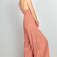VERY J Sleeveless Ruched Wide Leg Jumpsuit - Farnelli