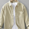 Men's Plus Size Button Up Long Sleeve Shirt - Khaki Color