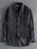 Men's Striped Button Down Denim Shirt - Farnelli