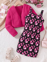 Children's Printed Dress and Cardigan Set - Farnelli
