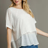 Umgee Full Size Eyelet Layered Short Sleeve Blouse Plus Size - White