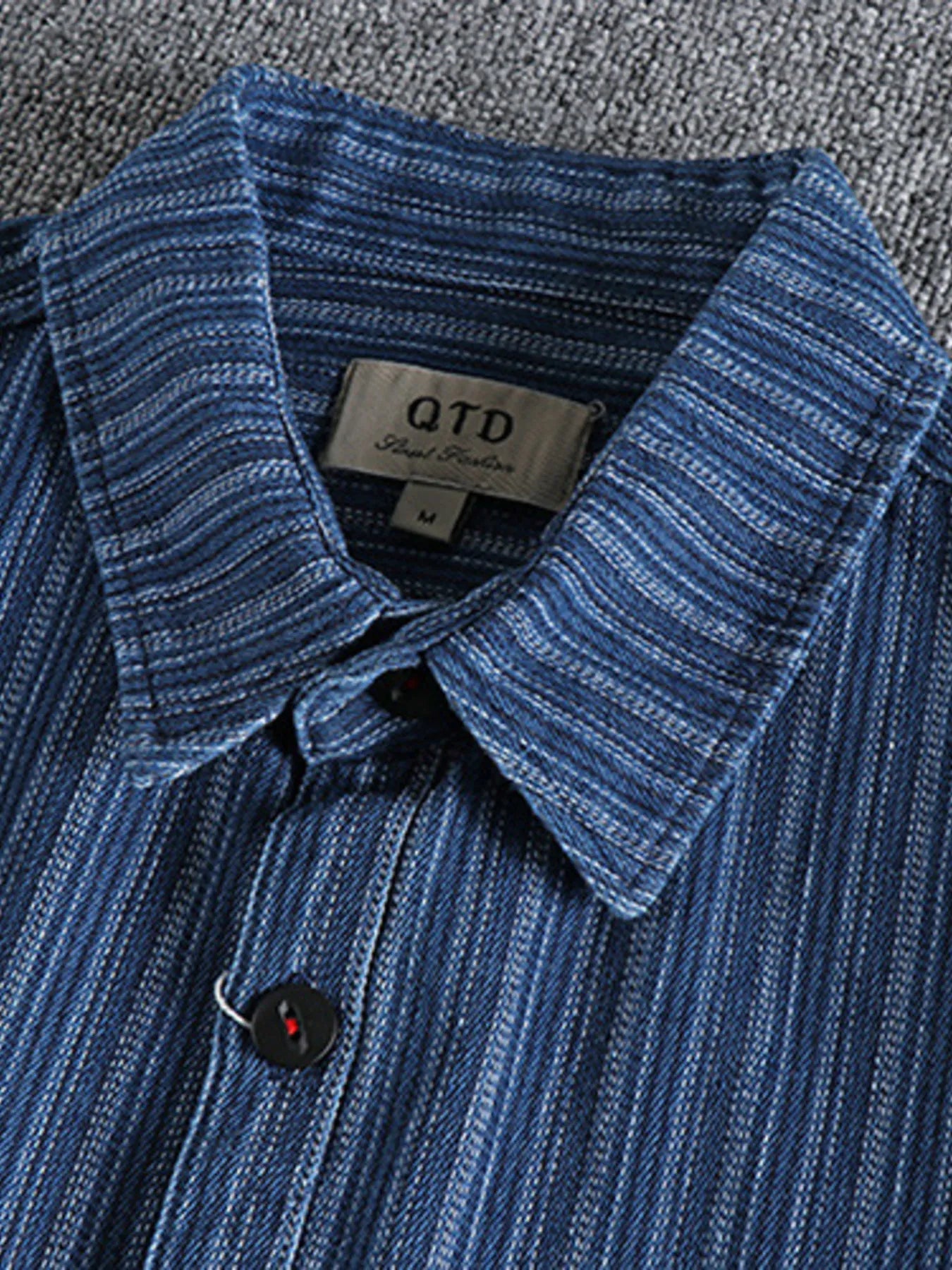 Men's Striped Button Down Denim Shirt - Farnelli