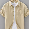 Men's Plus Size Plaid Button Up Short Sleeve Shirt - Khaki