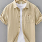 Men's Plus Size Plaid Button Up Short Sleeve Shirt - Farnelli