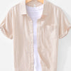 Men's Plus Size Button Up Short Sleeve Shirt - Khaki