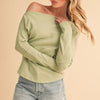 Aemi + Co One Shoulder Long Sleeve Knit Top - Sage