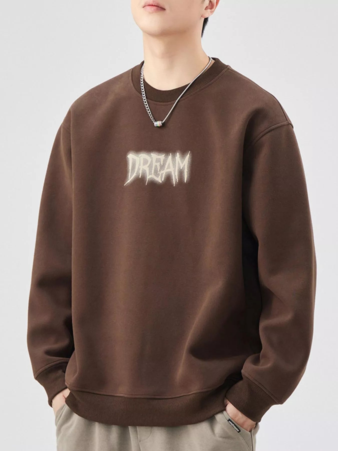 Men's Plus Size Crew Neck Dropped Shoulder Sweatshirt - Farnelli
