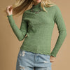 Umgee Textured Crinkle Knit Long Sleeve Top - Sage