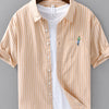 Men's Plus Size Striped Button Up Long Sleeve Shirt - Ginger Yellow