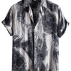 Men's Plus Size Abstract Marble Print Short Sleeve Button-Up Shirt - Grey
