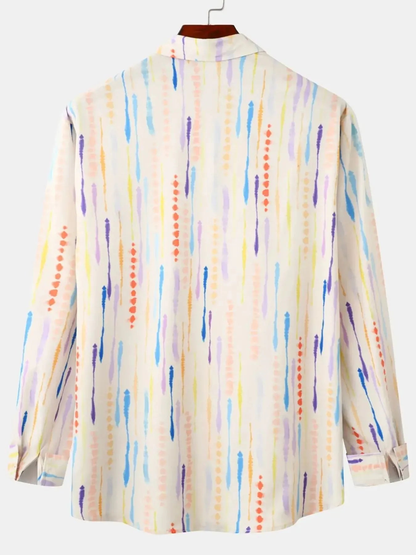 Men's Watercolor Stripe Print Long Sleeve  Shirt - Farnelli