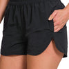 Zenana Windbreaker Smocked Waistband Running Shorts - BLACK