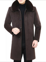 Men's Fur Collar Button Up Overcoat - Farnelli