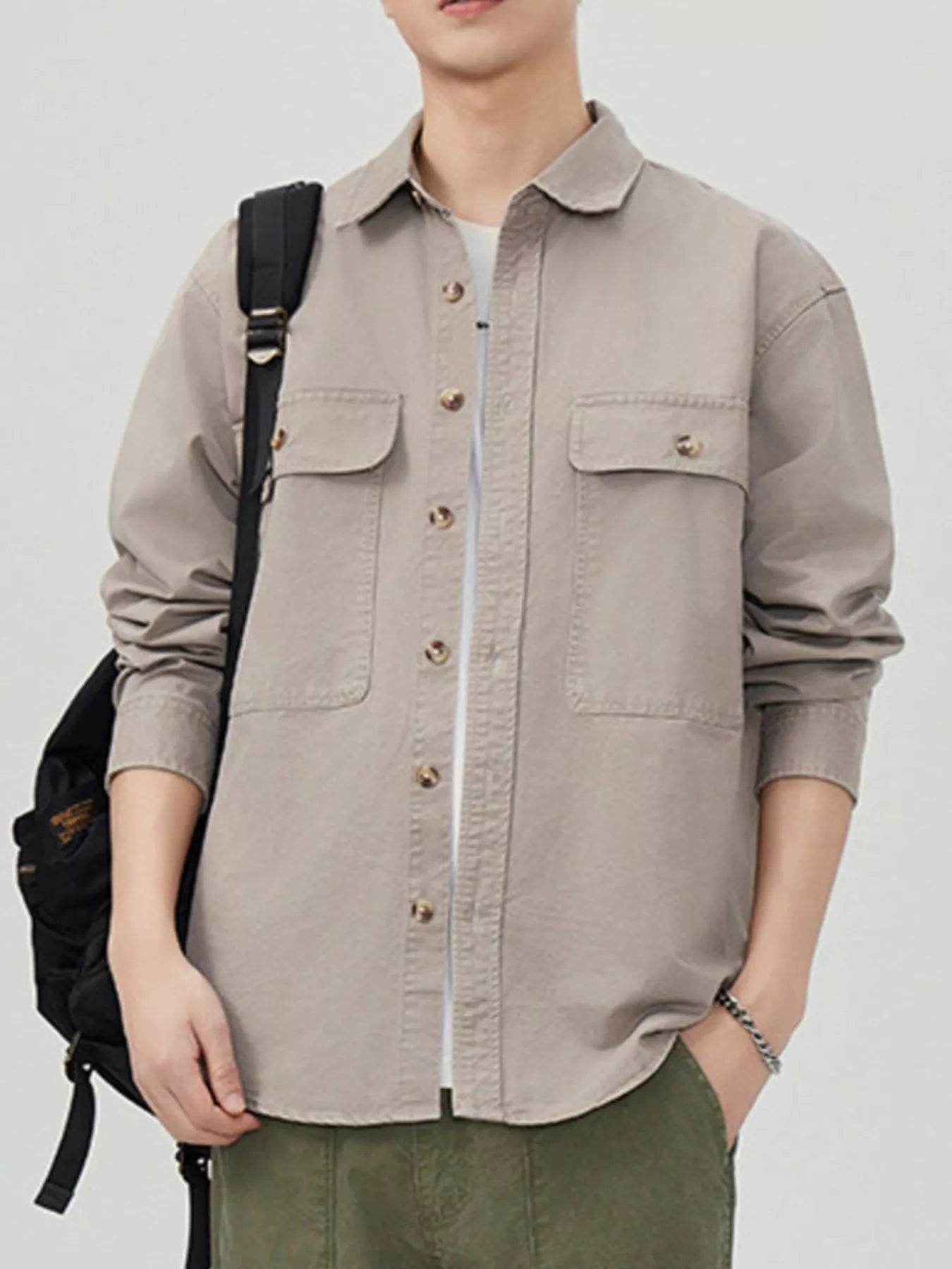 Men's Plus Size Button Up Long Sleeve Shirt - Farnelli