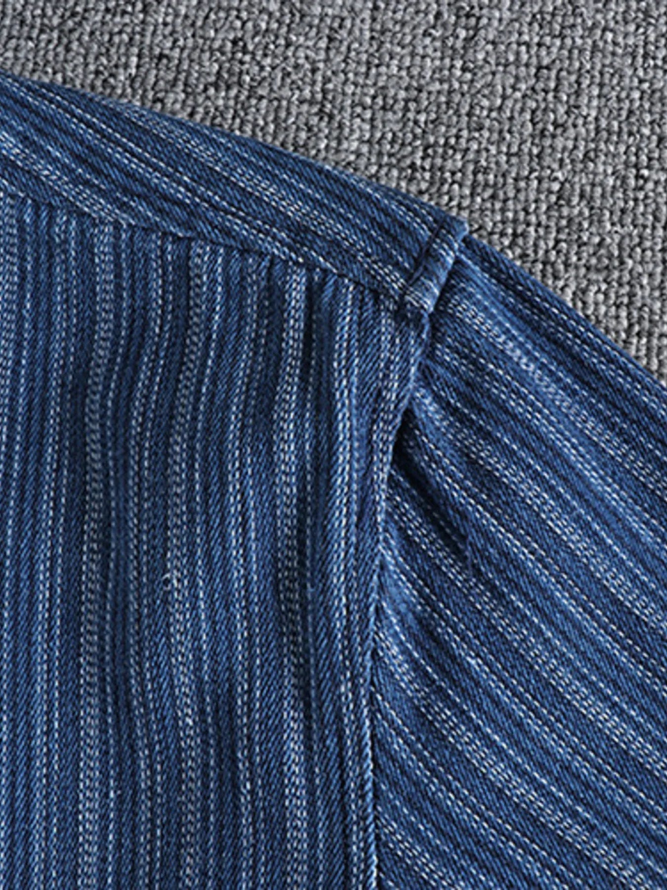 Men's Striped Button Down Denim Shirt - Farnelli