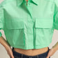 HYFVE Front Pockets Poplin Collared Neck Crop Shirt - Farnelli