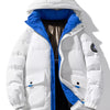 Men's Plus Size Contrast Hooded Puffer Jacket - White