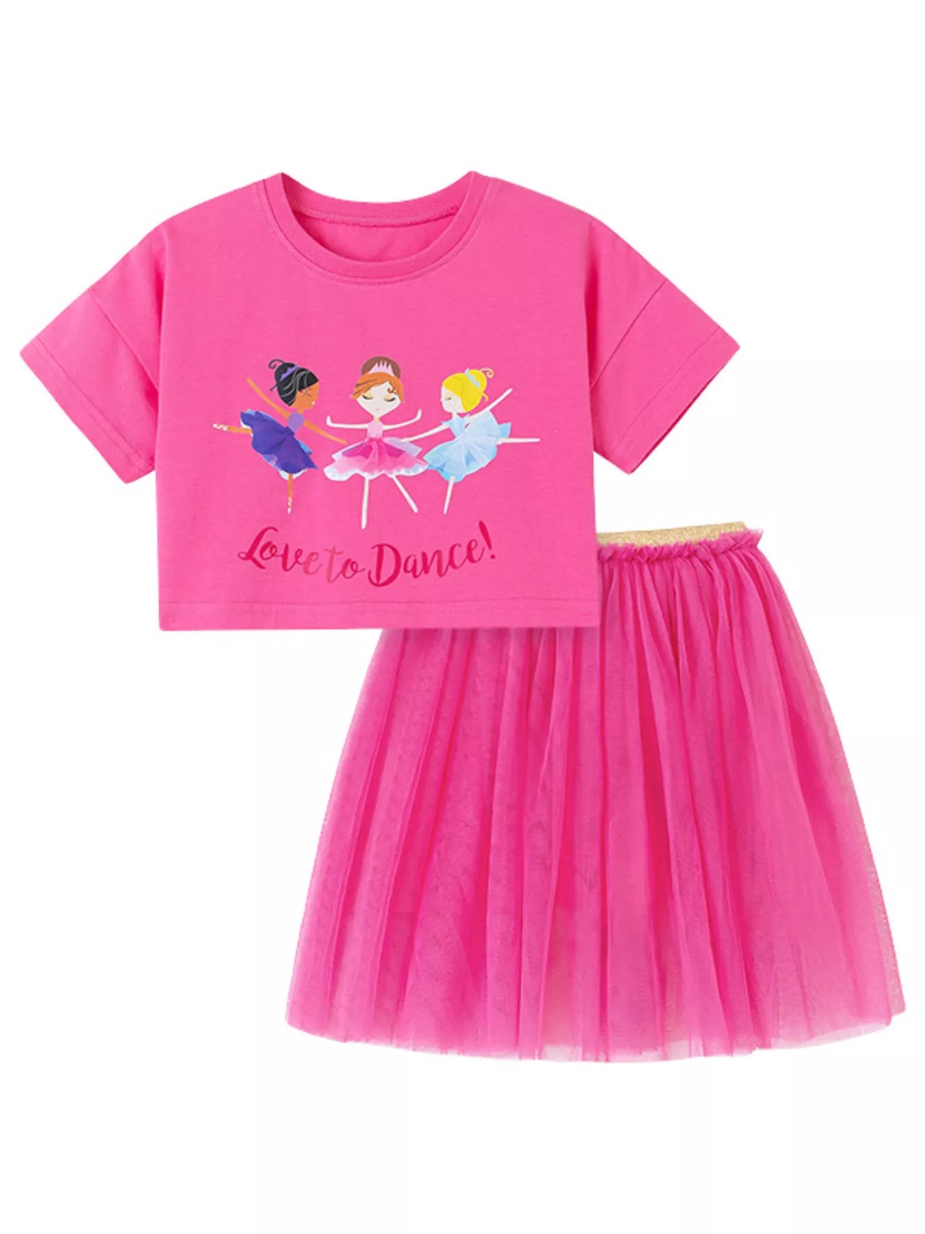 Children's Round Neck T-Shirt and Skirt Set - Farnelli