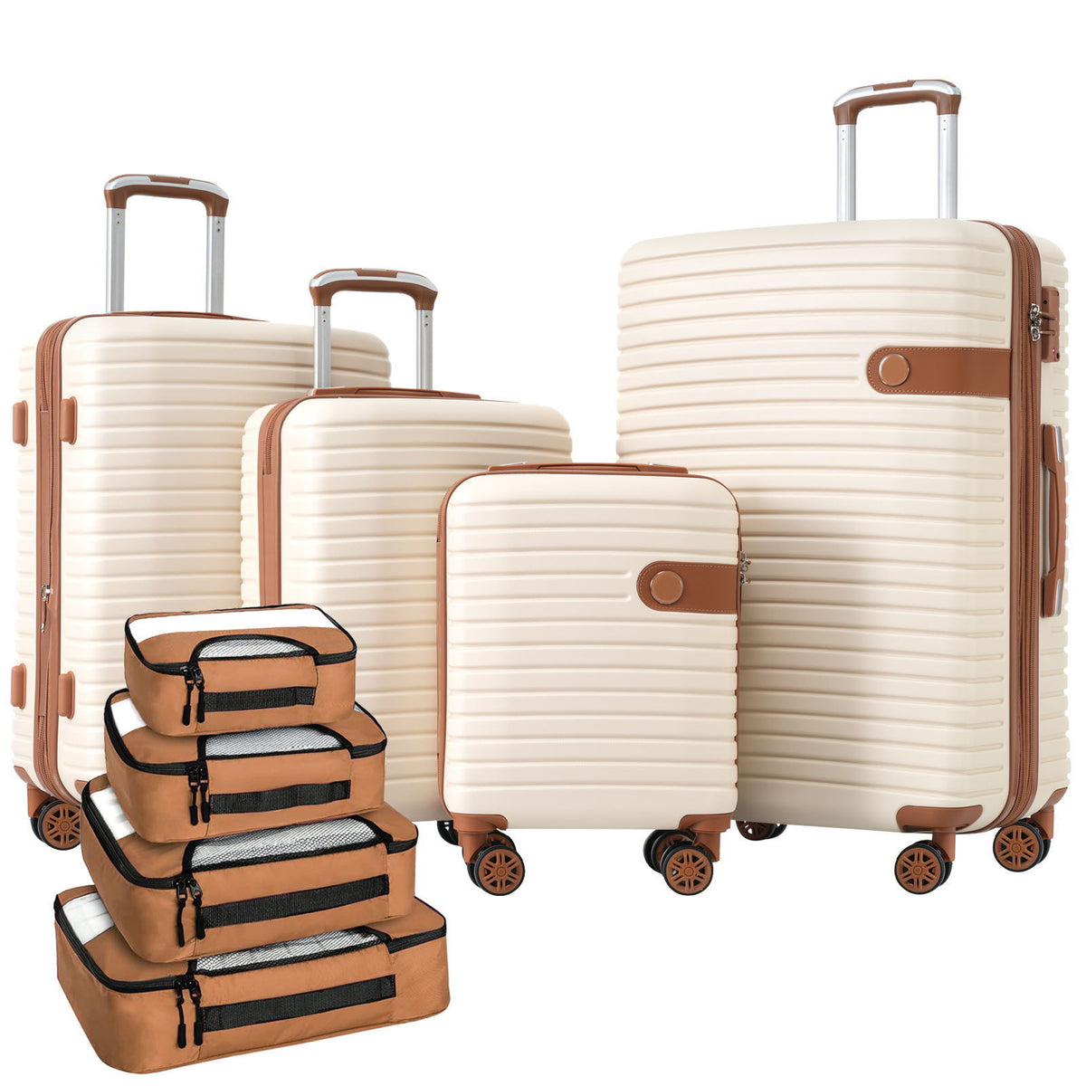 HouseOfZazla 4-piece hard shell luggage set with spinner wheels in multiple colors