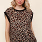 Haptics Leopard Print Dolman Cap Sleeve Knit Top - Farnelli