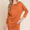 Culture Code Full Size Dolman Sleeve Mini Dress - PUMPKINSPICY
