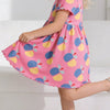 Children's Printed Short Sleeve Dress - Pink