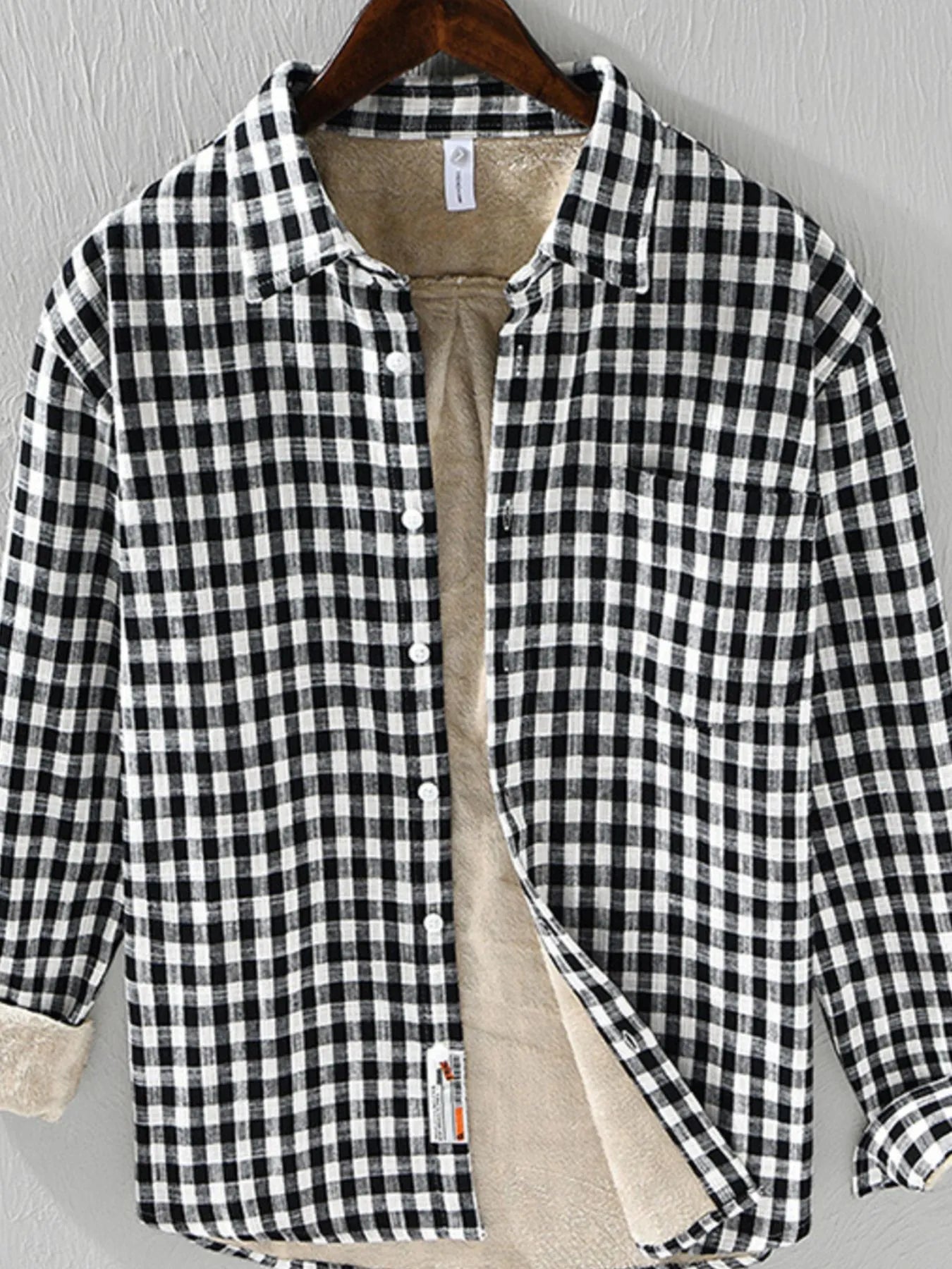 Men's Plus Size Plaid Button-Down Shirt with Contrast Inner Lining - Farnelli