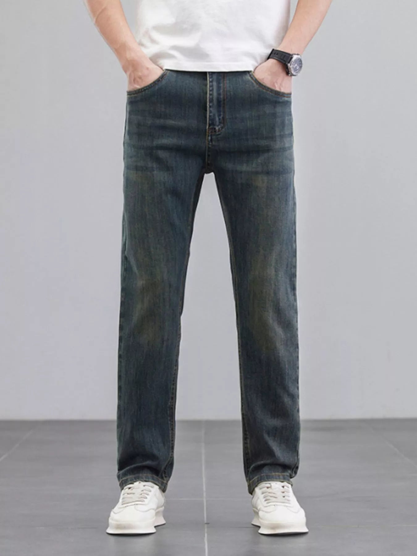 Men's Washed Straight Leg Fit Jeans - Farnelli