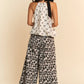 Davi & Dani Ribbon Checker Printed Tie Halter Neck Blouse Top - Farnelli