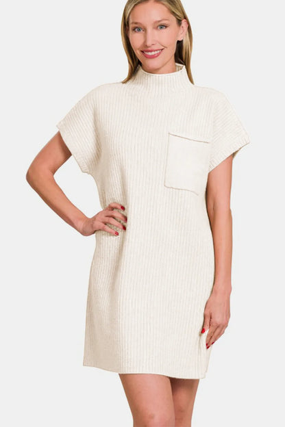 Zenana Short Sleeve Sweater Mini Dress - Farnelli