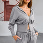Dropped Shoulder Hoodie and Drawstring Pants Active Set - Farnelli