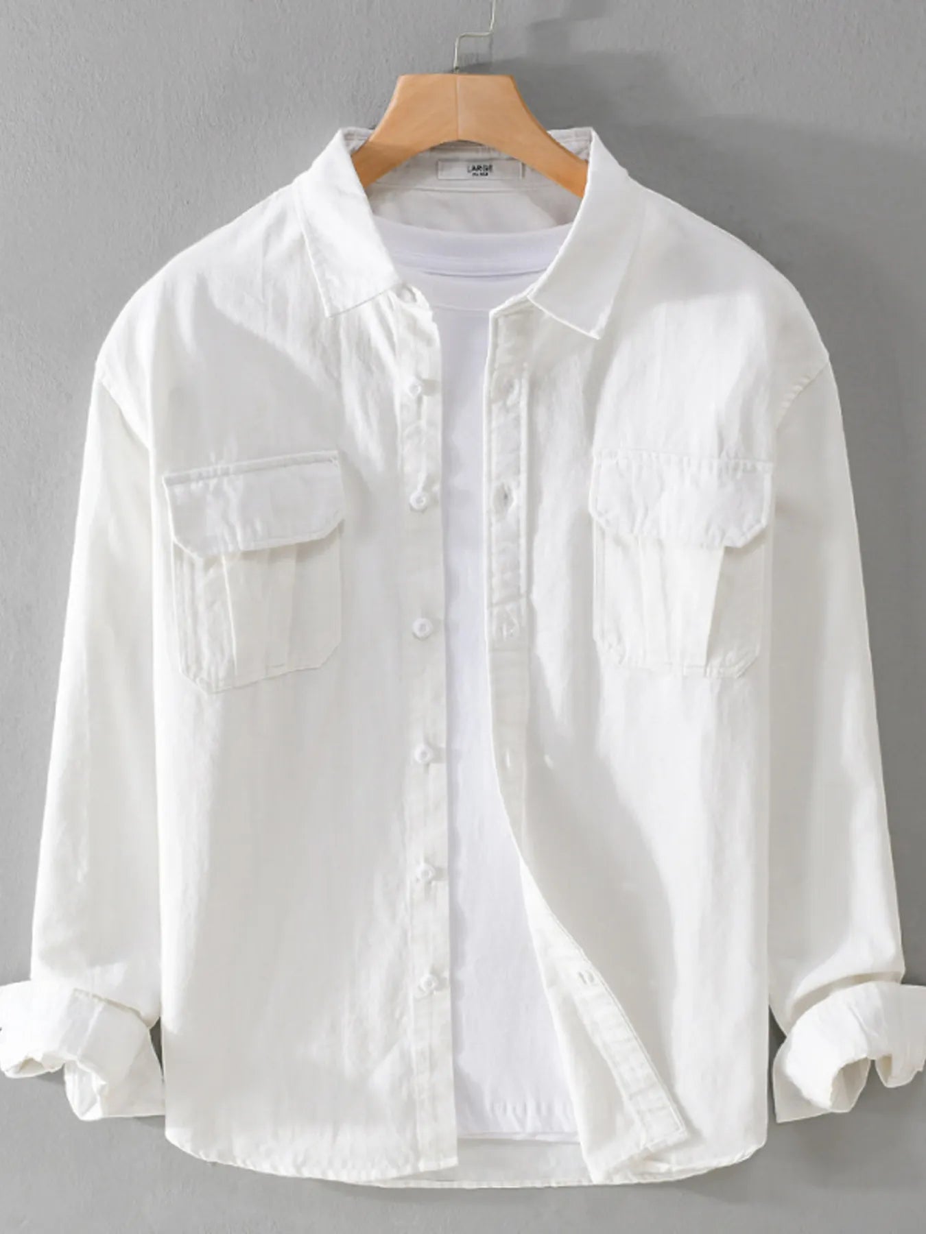 Men's Plus Size Button Down Shirt with Dual Chest Pockets - Farnelli