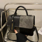 Color Block Flap Crossbody Bag with Top Handle - Farnelli