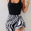 Printed Scoop Neck Wide Strap One-Piece Swimwear - Zebra