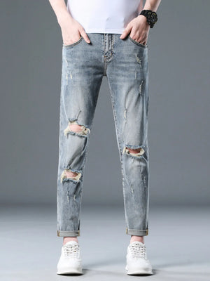 Men's Plus Size Distressed Slim Fit Jeans - Farnelli