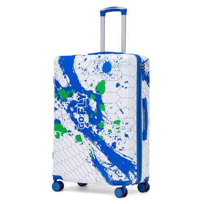Blue HouseOfZazla 28-inch hard case luggage with combination lock