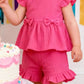 Children's Ruffle Trim Bowknot Top & Shorts Set - Farnelli