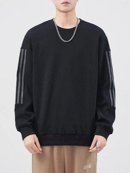 Men's Plus Size Casual Striped Sleeve Sweatshirt - Farnelli